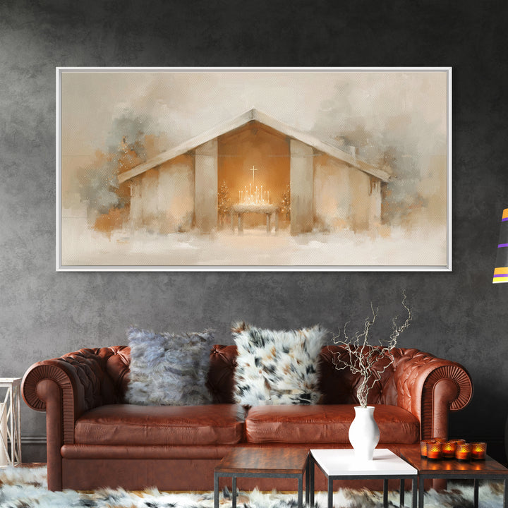 Holy Lantern Glow | Framed Canvas Print | Christian Christmas Art | Christian Wall Art | Christian Art Canvas | Christmas Art Prints | Mode