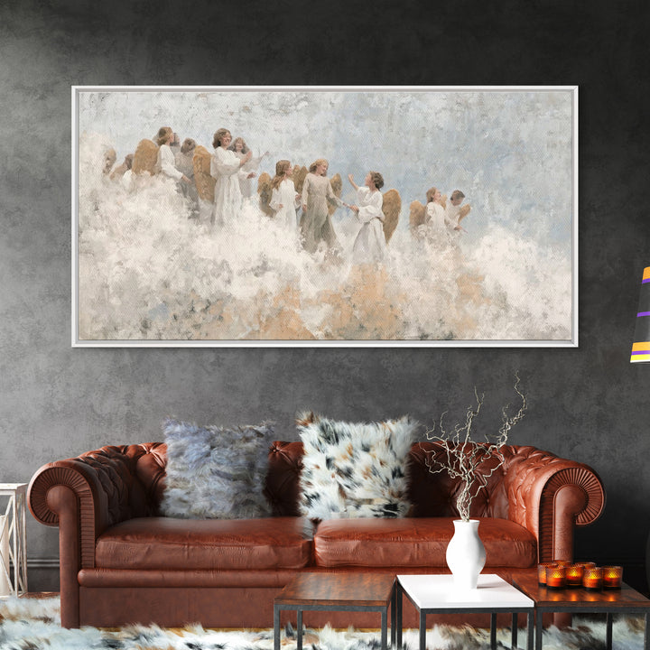 Joy Among Angels – Framed Canvas Print – Christian Christmas Art – Christian Wall Art – Christmas Art Prints – Christian Art Canvas – Chris