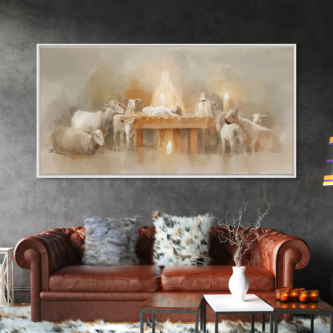 Nativity Peace | Framed Canvas Print | Christian Christmas Art | Christian Wall Art | Jesus Painting | Christian Art Canvas | Christmas Art