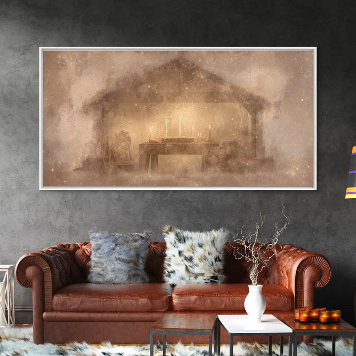 Bethlehem Shelter Calm – Framed Canvas Print – Christian Art Canvas – Christian Christmas Art – Christmas Wall Art – Christian Decor – Subt