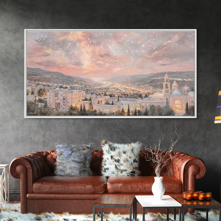 City of Promise, Framed Canvas Print, Christian Wall Art, Christian Art Canvas, Christmas Art Prints, Christian Christmas Decor, Modern Chr
