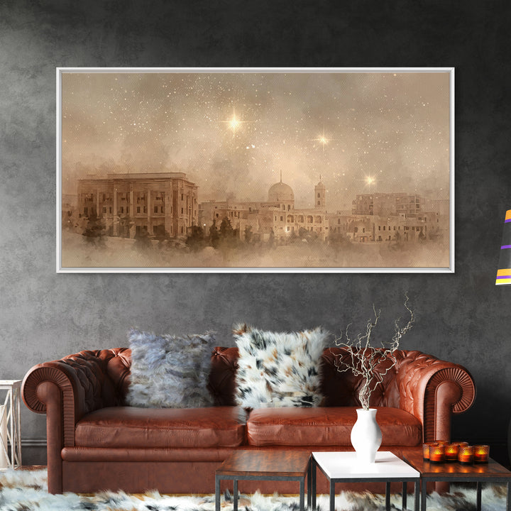 Bethlehem Radiance – Framed Canvas Print – Christmas Wall Art – Christian Art Canvas – Christian Christmas Art – Christian Painting – Chris