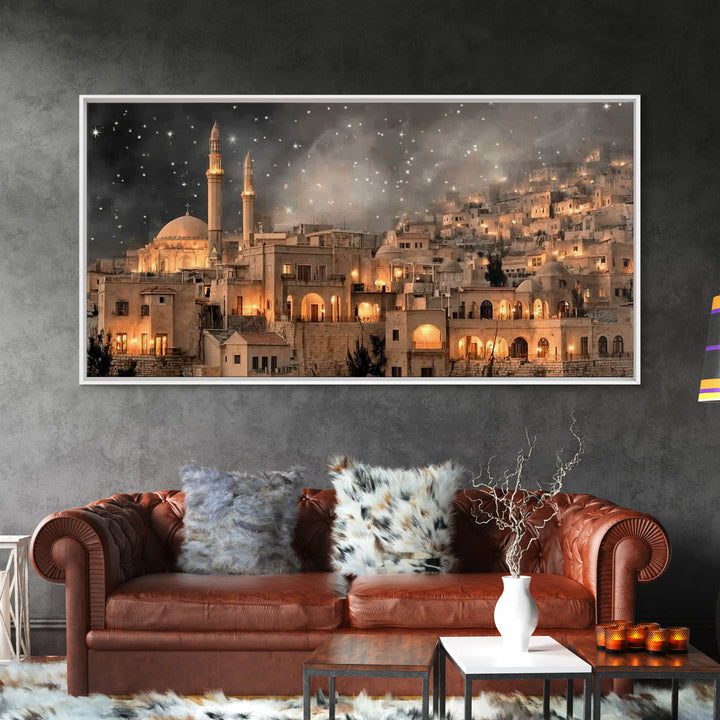 Holy Night Skyline | Framed Canvas Print | Christian Art Canvas | Christmas Wall Art | Christian Christmas Art | Vintage Christmas Art | Ch