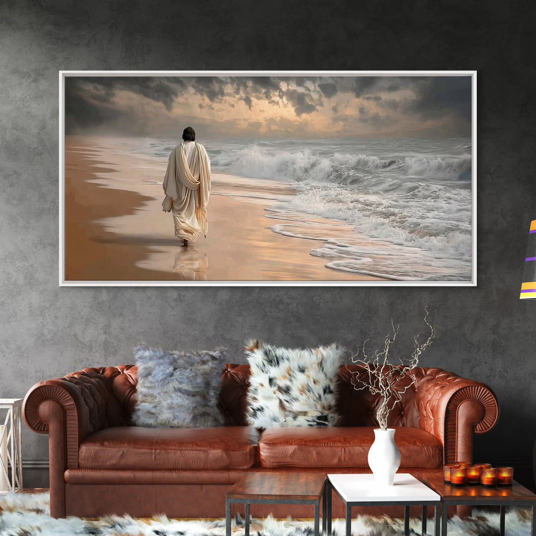 Walk With Christ | Framed Canvas Print | Jesus Painting | Christian Wall Art | Large Jesus Painting | Christian Art Canvas | Modern Christi