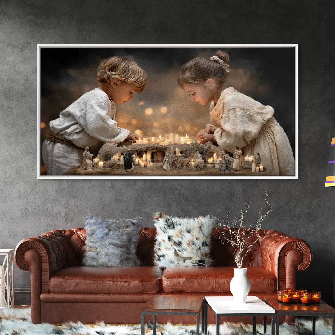 Little Lights Of Hope – Framed Canvas Print – Christian Christmas Art – Christian Wall Art – Christian Art Canvas – Christmas Art Prints –