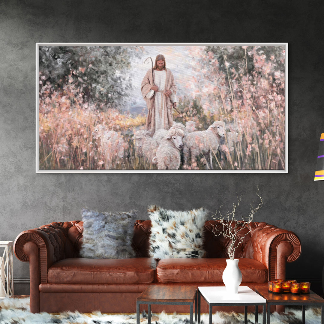 Pastel Shepherd Light – Framed Canvas Print – Christian Art Canvas – Modern Christian Art – Christian Wall Art – Christian Art Print – Chri