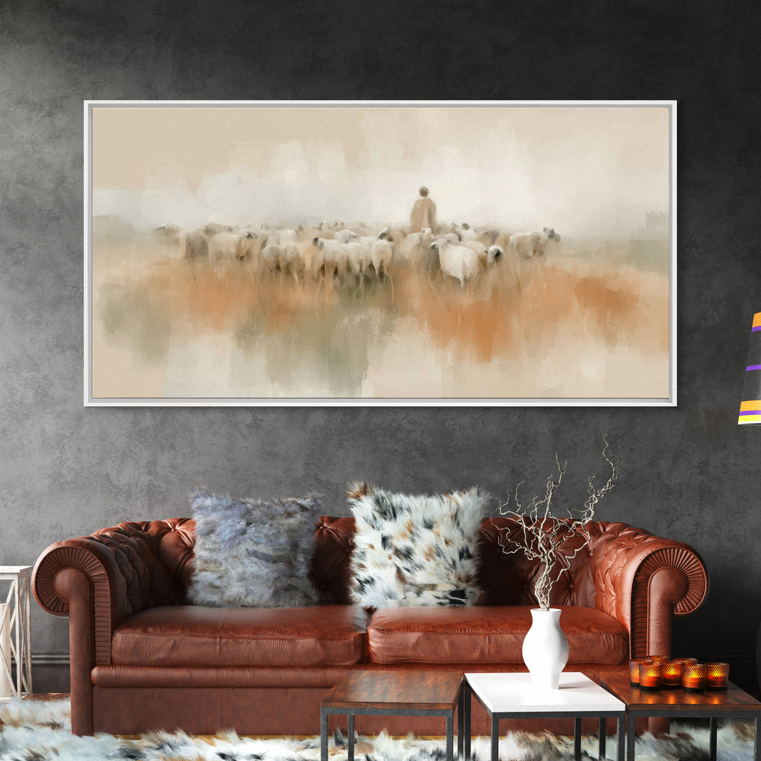 Fields Of Peace | Framed Canvas Print | Christian Art Canvas | Christian Christmas Art | Jesus Wall Art | Christian Decor | Christian Gift