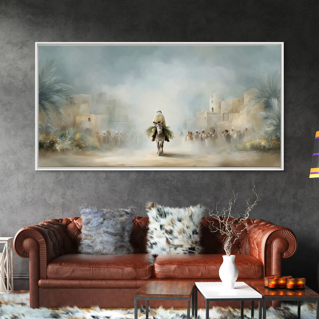 City Gate Arrival | Framed Canvas Print | Christian Art Canvas | Jesus Painting | Christian Wall Art | Christian Gift Ideas | Christmas Art