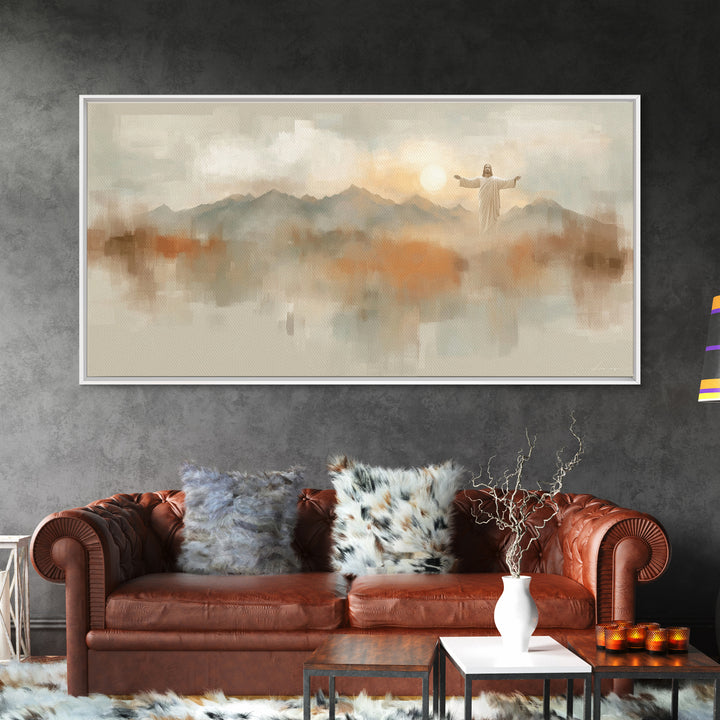Hills Of Blessing, Framed Canvas Print, Christian Art Canvas, Christian Wall Art, Modern Christian Painting, Jesus Painting, Christian Gift