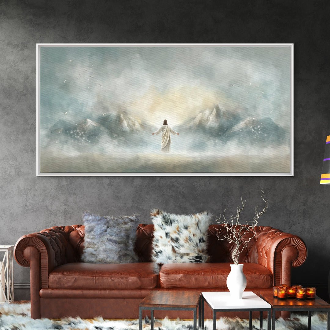 Peaceful Pastures, Framed Canvas Print, Christian Art Canvas, Christian Painting, Christian Wall Art, Christian Art, Jesus Painting