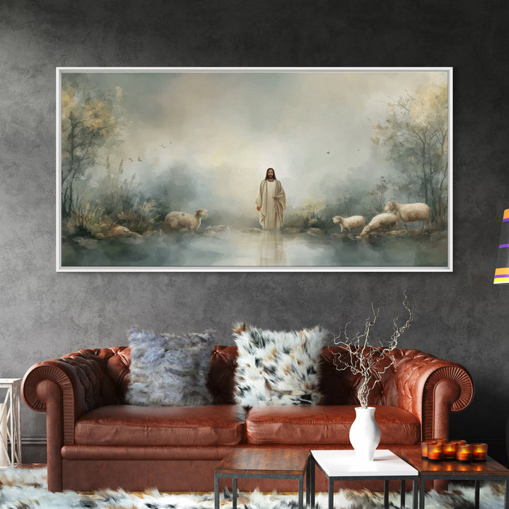 Twilight Shepherd | Framed Canvas Print | Christian Art Canvas | Jesus Painting | Christian Wall Art | Christian Painting | Christian Decor