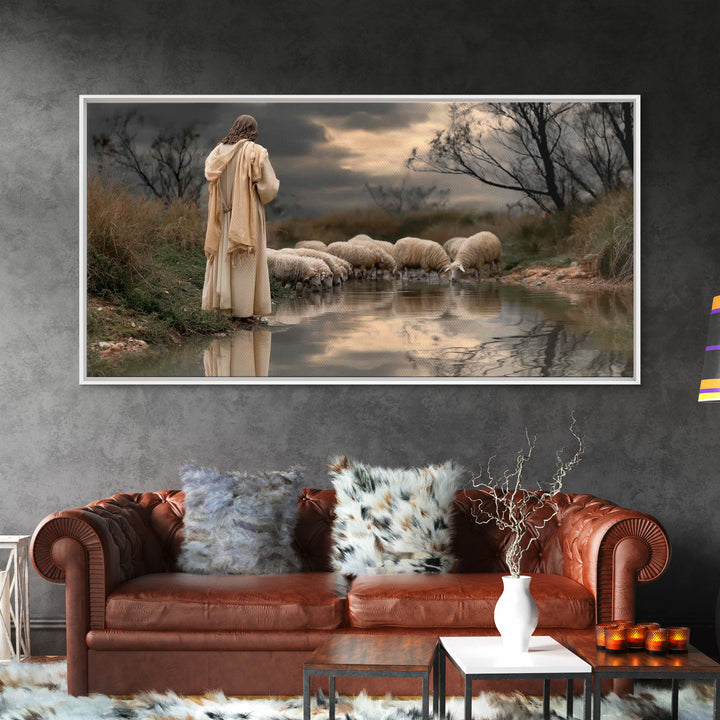 Garden Of Light, Framed Canvas Print, Christian Wall Art, Jesus Painting, Christian Art Canvas, Christian Gift Ideas, Modern Christian Art