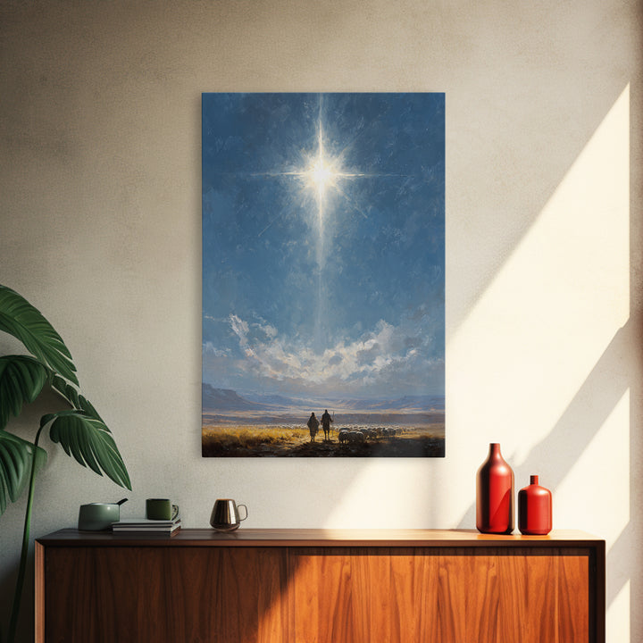 Star Of Promise – Framed Canvas Print – Christian Wall Art – Christian Christmas Art – Christian Art Canvas – Jesus Painting