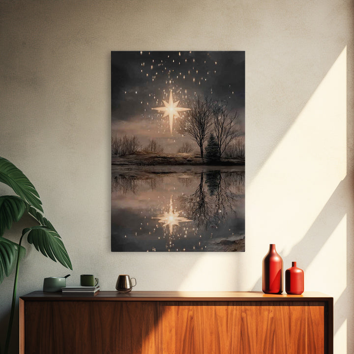 Star Of Hope – Framed Canvas Print – Christian Christmas Art – Christian Art Canvas – Christian Wall Art – Moody Christian Art – Christmas