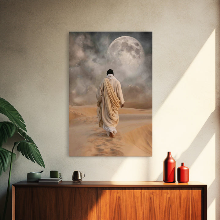 Silent Dawn Path – Framed Canvas Print – Jesus Painting – Christian Wall Art – Subtle Christian Art – Christian Art Canvas – Christian Gift