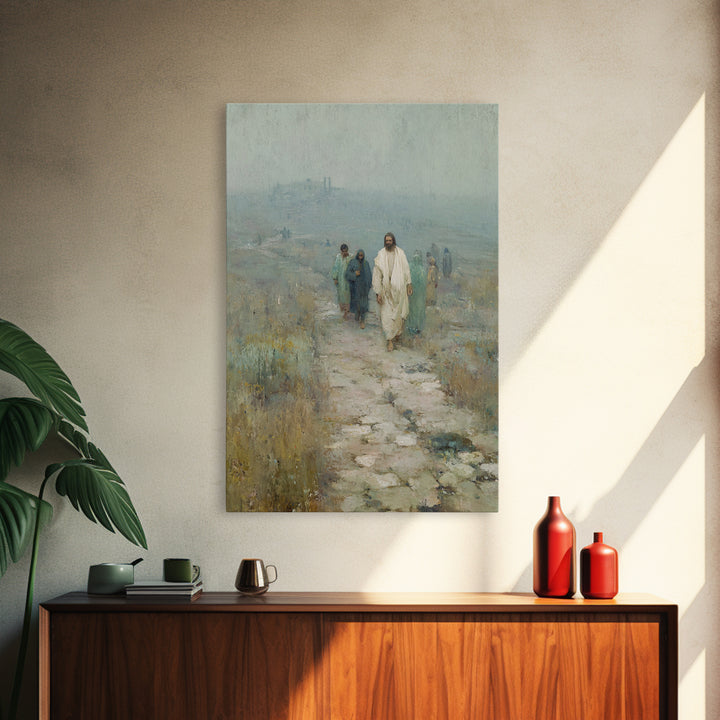Path Of Discipleship | Framed Canvas Print | Christian Art Canvas | Jesus Painting | Vintage Christian Art | Christian Wall Art | Christian