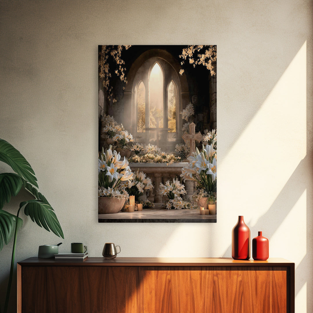 Sanctuary Blossoms – Framed Canvas Print – Christian Art Canvas – Christian Wall Art – Christian Christmas Art – Christmas Art – Christian