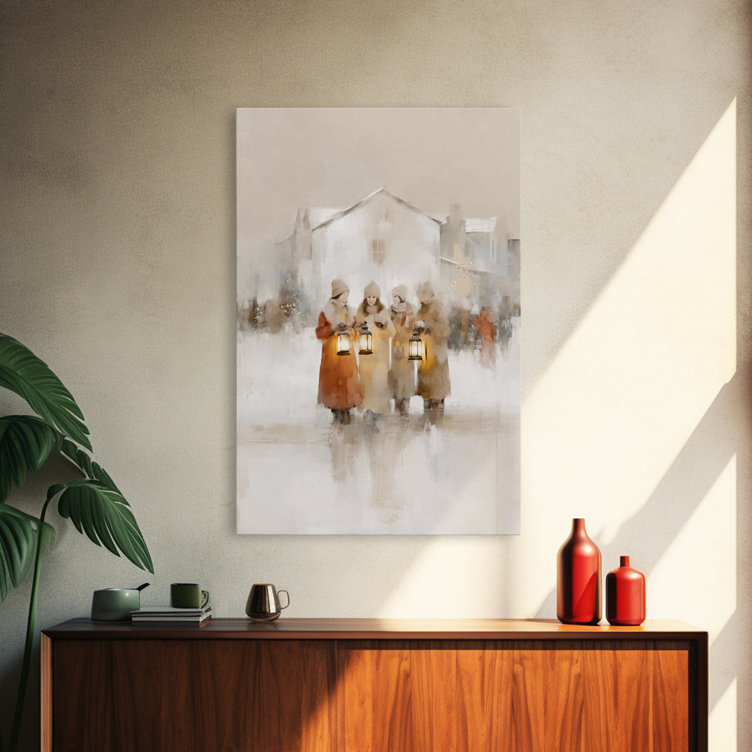 Village Sisters – Framed Canvas Print – Christian Art Canvas – Christian Wall Art – Christmas Art – Christian Christmas Art