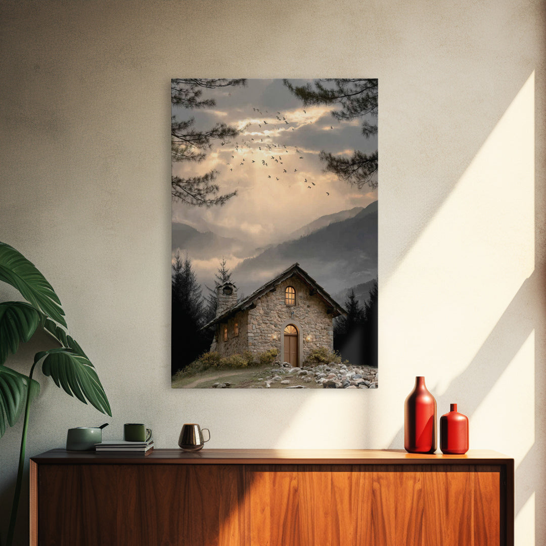 Evening Chapel – Framed Canvas Print – Christian Wall Art – Christian Art Canvas – Christian Decor – Christian Painting