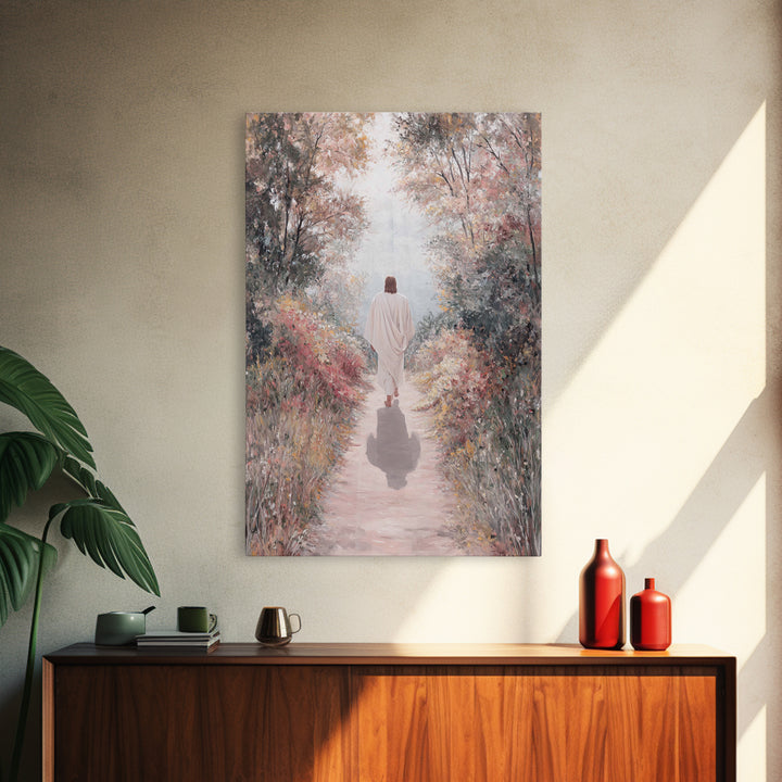 Autumn Walk Light – Framed Canvas Print – Christian Art Canvas – Christian Wall Art – Christian Art Painting – Modern Christian Painting