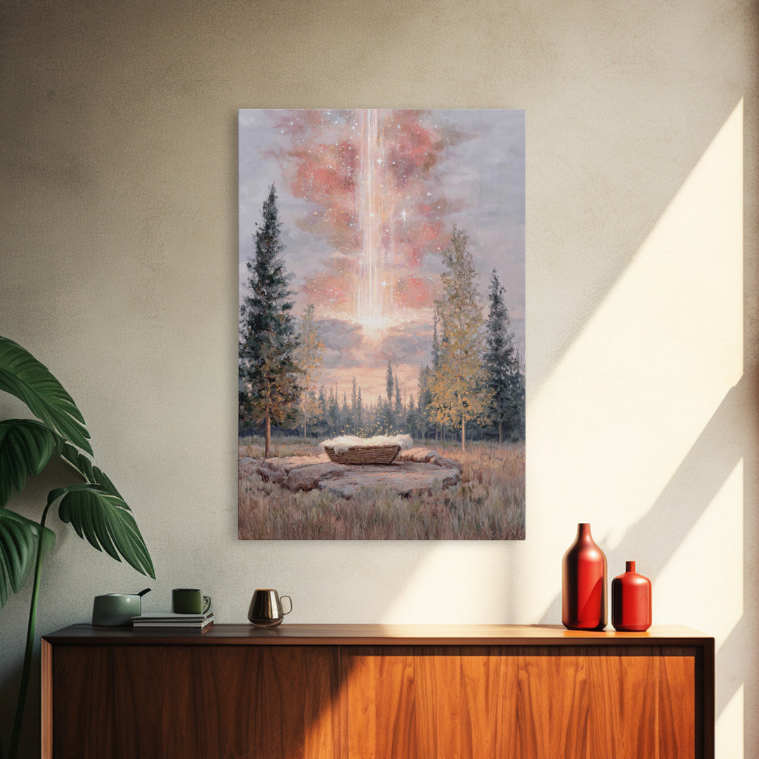 Celestial Birth Glory – Framed Canvas Print – Christian Wall Art – Christmas Art – Christian Art Canvas – Christian Christmas Art