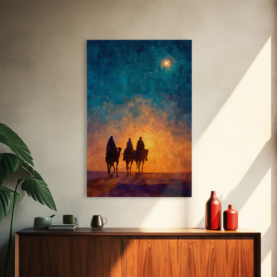 The Guiding Star – Framed Canvas Print – Christian Wall Art – Christian Art Canvas – Jesus Painting – Christmas Art