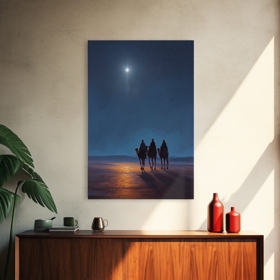 Night of Promise, Framed Canvas Print, Christian Wall Art, Modern Christian Art, Jesus Christmas Art, Christmas Canvas Wall Art, Christian