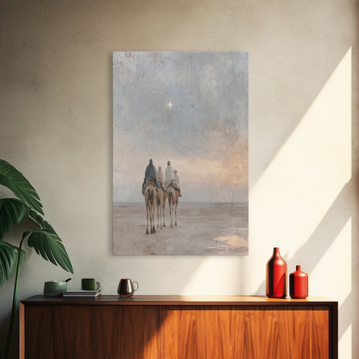 Bethlehem Moonrise, Framed Canvas Print, Christian Art Canvas, Christmas Wall Art, Jesus Painting Canvas, Christian Christmas Art, Modern C