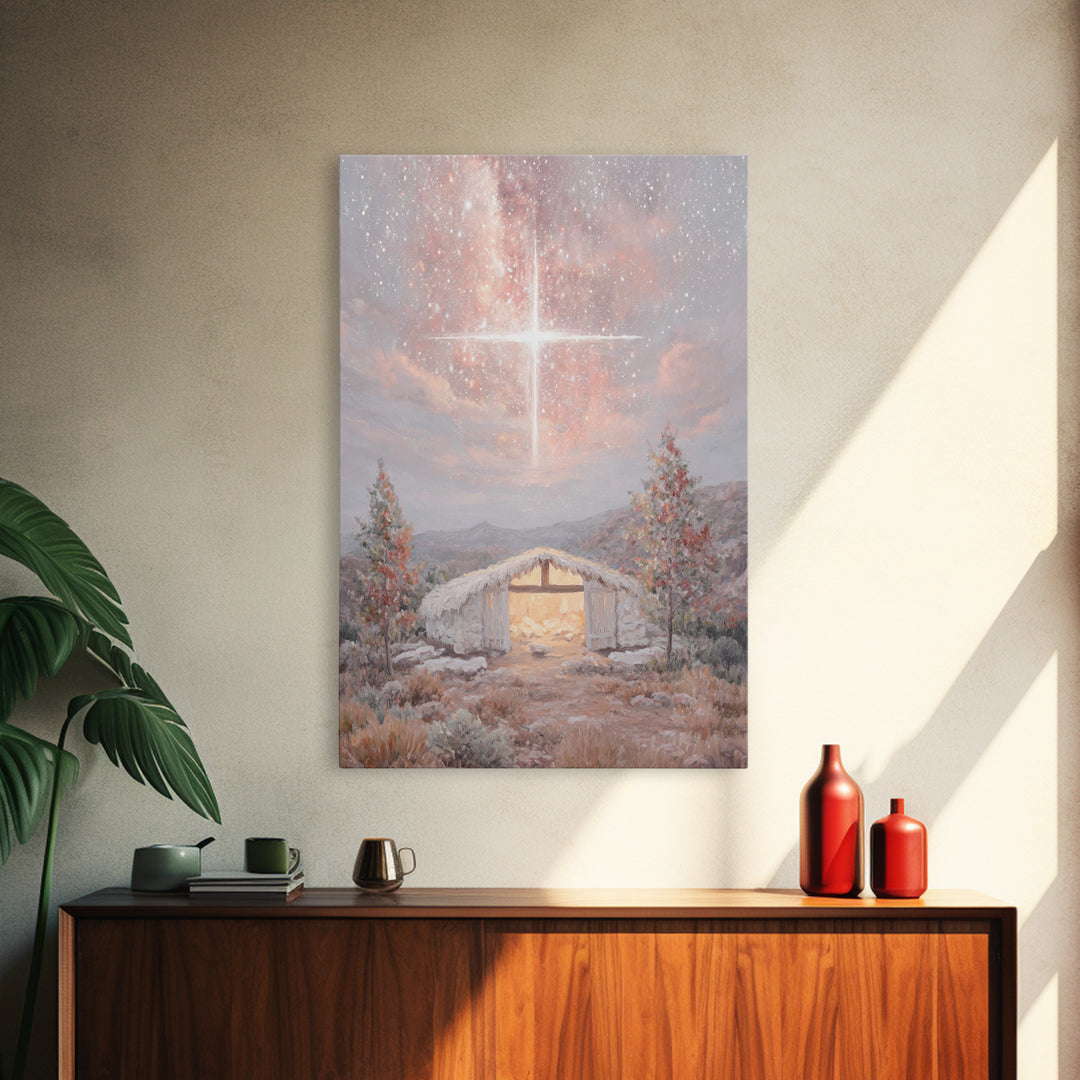 Manger Glory | Framed Canvas Print | Christian Christmas Art | Christian Wall Art | Jesus Art Print | Christmas Art Work | Christian Decora