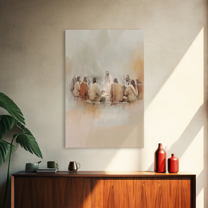Last Supper Dawn – Framed Canvas Print – Christian Art Print – Jesus Wall Art – Modern Christian Art – Christian Paintings – Christian Deco