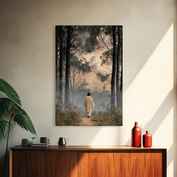 Forest Reverence | Framed Canvas Print | Christian Art Canvas | Jesus Painting | Christian Wall Art | Moody Christian Art | Christian Gift