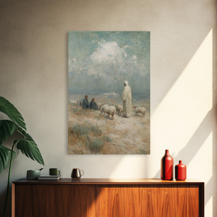 Shepherd’s Calling – Framed Canvas Print – Christian Art Canvas – Christian Wall Art – Christian Painting – Vintage Christian Art – Christi