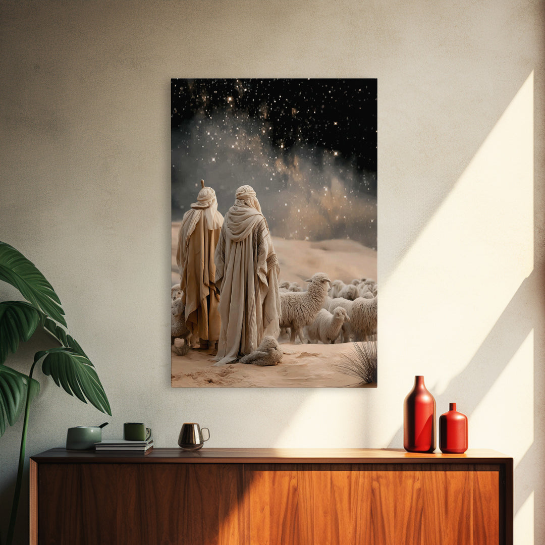 Night Watch – Framed Canvas Print – Christian Art Canvas – Christian Wall Art – Christian Christmas Art – Moody Christian Art – Christian D