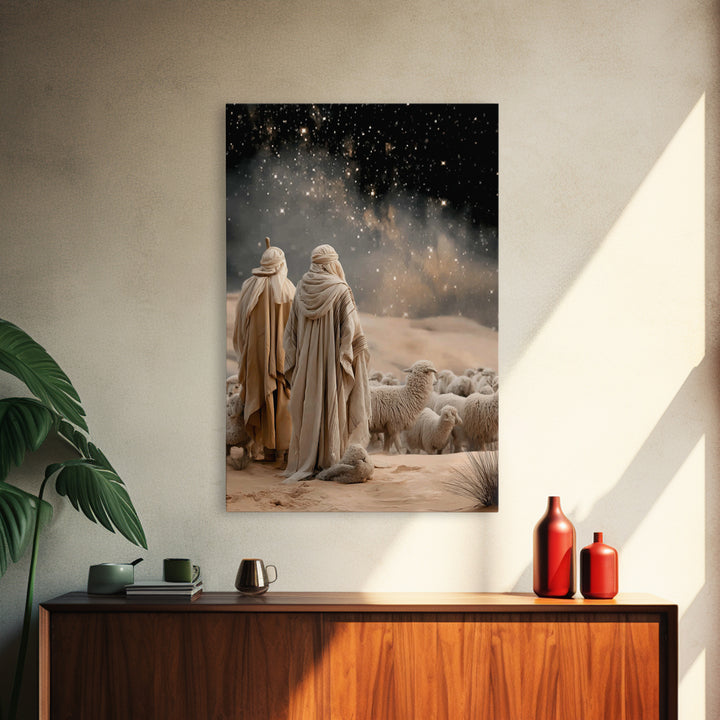 Night Watch – Framed Canvas Print – Christian Art Canvas – Christian Wall Art – Christian Christmas Art – Moody Christian Art – Christian D