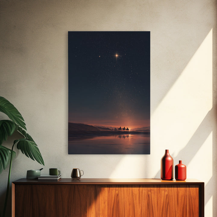 Midnight Star – Framed Canvas Print – Christmas Wall Art – Christian Christmas Art – Christian Art Canvas – Christian Decor – Christian Gif