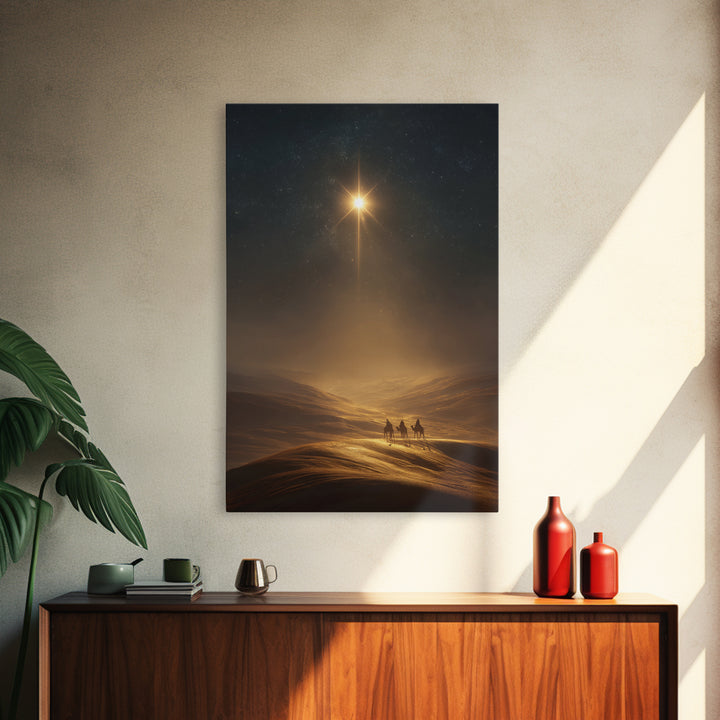 Star Of Bethlehem – Framed Canvas Print – Christmas Wall Art – Christian Art Canvas – Christian Painting – Christian Christmas Decor