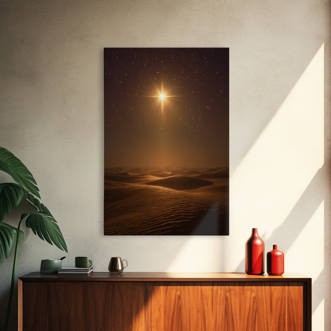 Radiant Night Star – Framed Canvas Print – Christian Wall Art – Christmas Art Prints – Christian Art Gift – Modern Christian Art