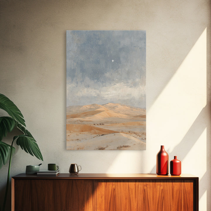 Kings In The Dunes – Framed Canvas Print – Christian Art Canvas – Christmas Art Framed – Jesus Painting – Christian Christmas Art