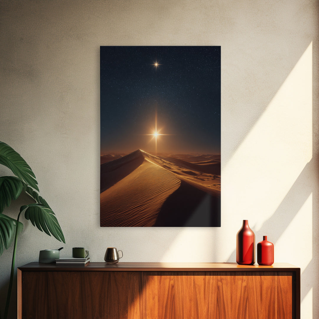 Guiding Star Peak – Framed Canvas Print – Christian Christmas Decor – Christian Art – Christmas Canvas Wall Art – Jesus Art Print