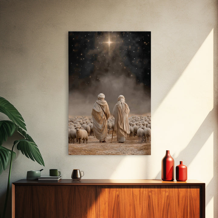 Guided By The Star – Framed Canvas Print – Christian Wall Art – Christian Christmas Art – Christian Art Canvas – Christmas Art Prints