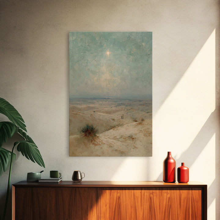 Silent Holy Star – Framed Canvas Print – Christian Art Painting – Christmas Wall Art – Christian Art Gift – Subtle Christian Art