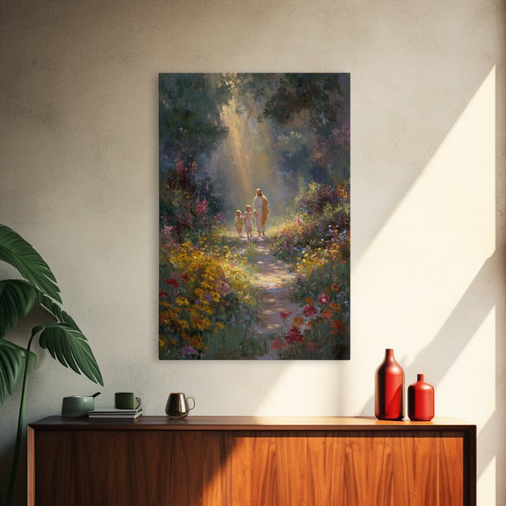 Garden Of Peace - Framed Canvas Print - Christian Wall Art - Jesus Painting - Christian Art Canvas - Christian Gift - Christmas Art