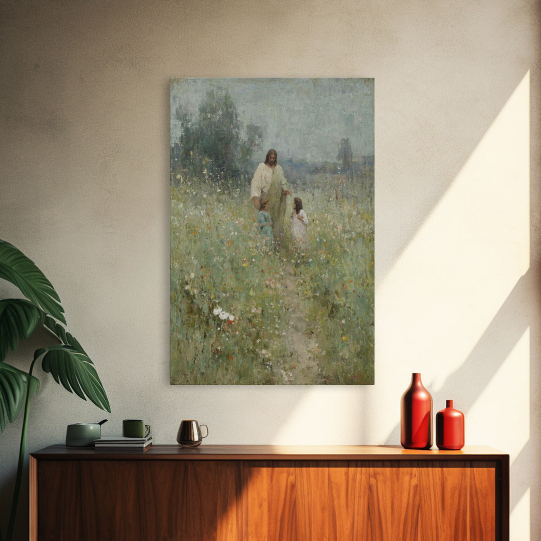 Fields Of Grace , Framed Canvas Print, Christian Art Canvas, Christian Wall Art, Jesus Painting, Christian Gift Ideas, Christian Christmas
