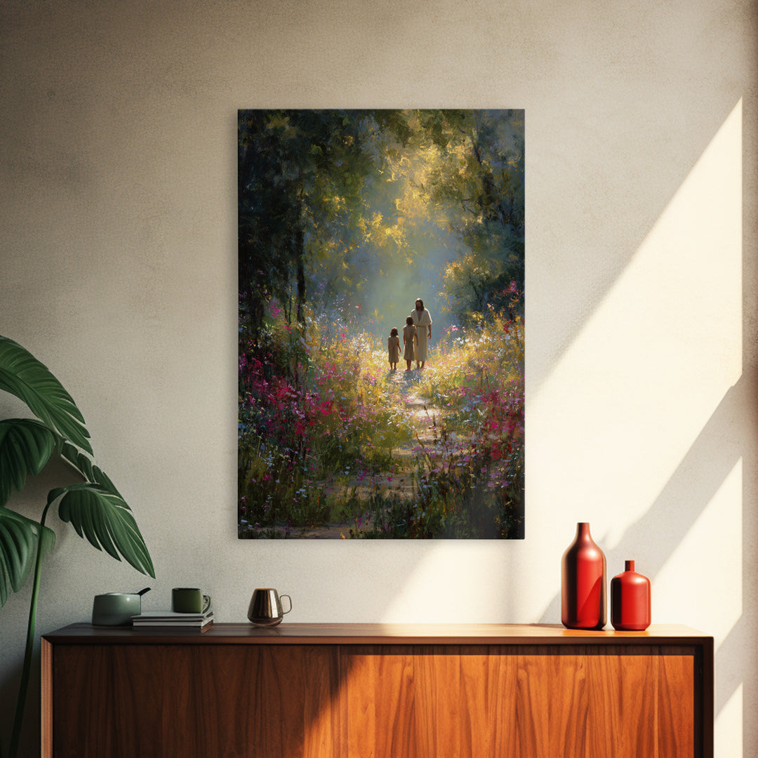 Garden Light – Framed Canvas Print – Christian Art Canvas – Jesus Painting – Christian Wall Art – Christian Decor – Christmas Art