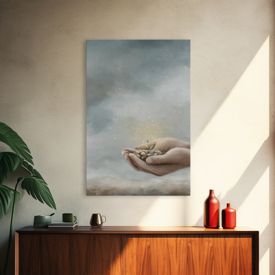 Seed Of Grace | Framed Canvas Print | Christian Wall Art | Christian Art Canvas | Christian Gift | Jesus Painting | Subtle Christian Art