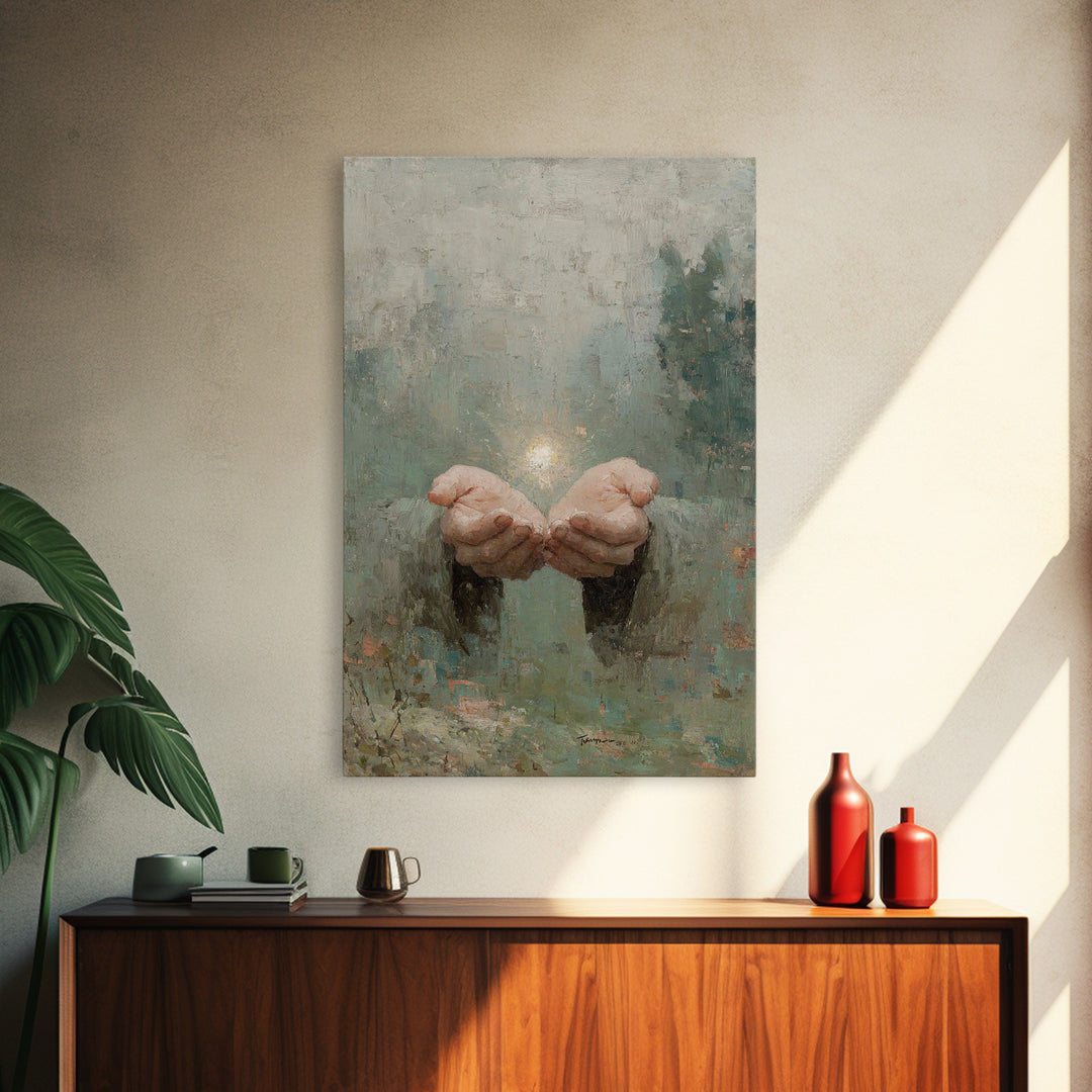 Light Of Offering | Framed Canvas Print | Christian Art Canvas | Christian Wall Art | Modern Christian Art | Christian Gift Ideas | Jesus P