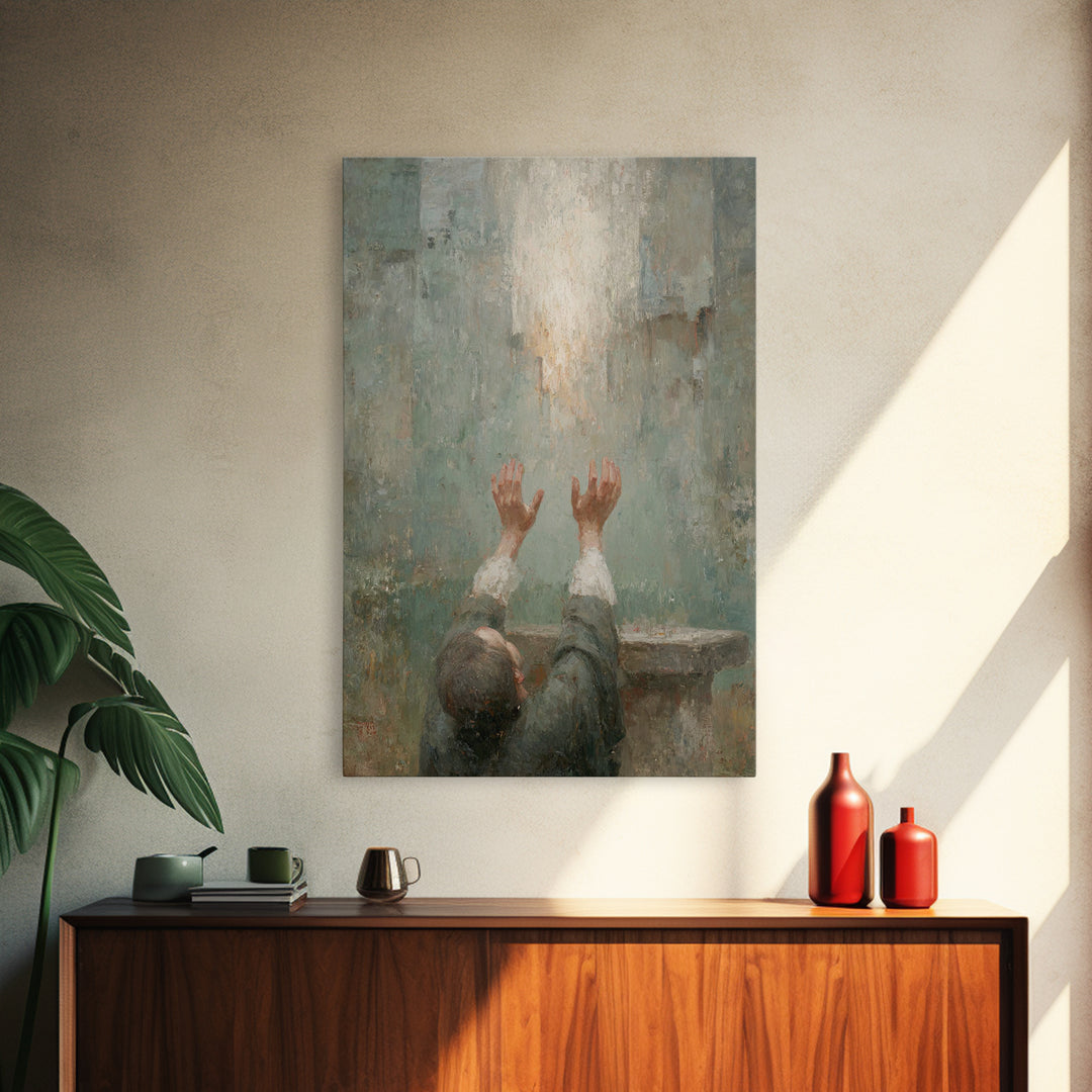 Reaching Light , Framed Canvas Print, Christian Art Canvas, Christian Wall Art, Christian Art, Abstract Christian Art, Christian Gift