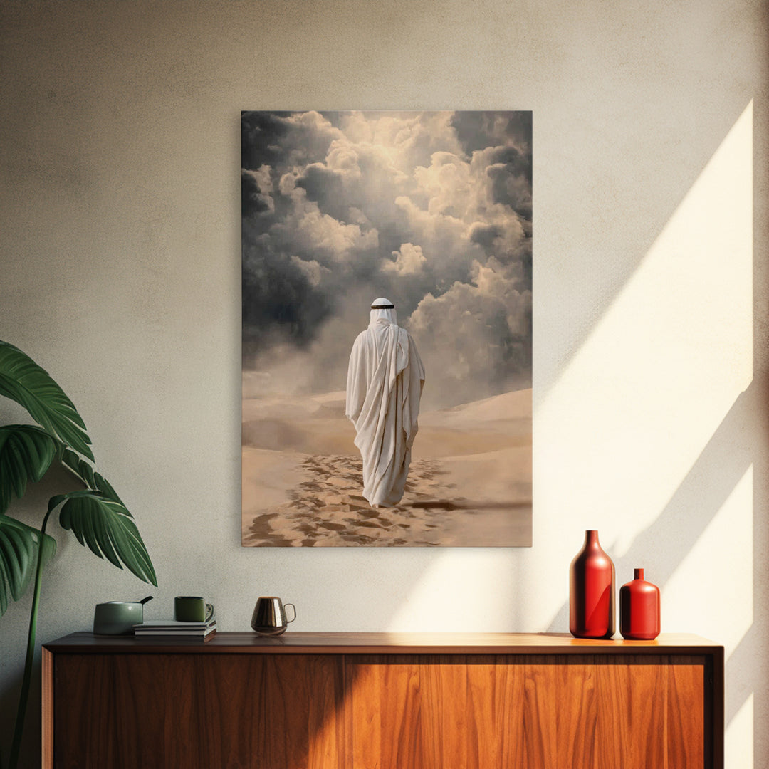 Desert Walk Light – Framed Canvas Print – Christian Art Canvas – Christian Wall Art – Jesus Painting – Modern Christian Art – Christian Gif