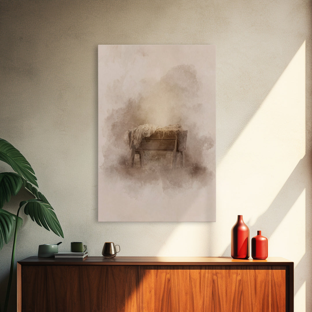 Silent Manger – Framed Canvas Print – Christian Wall Art – Christian Art Canvas – Christmas Art – Subtle Christian Art – Christian Decorati
