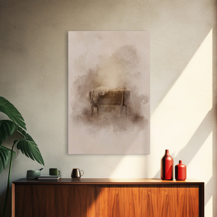 Silent Manger – Framed Canvas Print – Christian Wall Art – Christian Art Canvas – Christmas Art – Subtle Christian Art – Christian Decorati